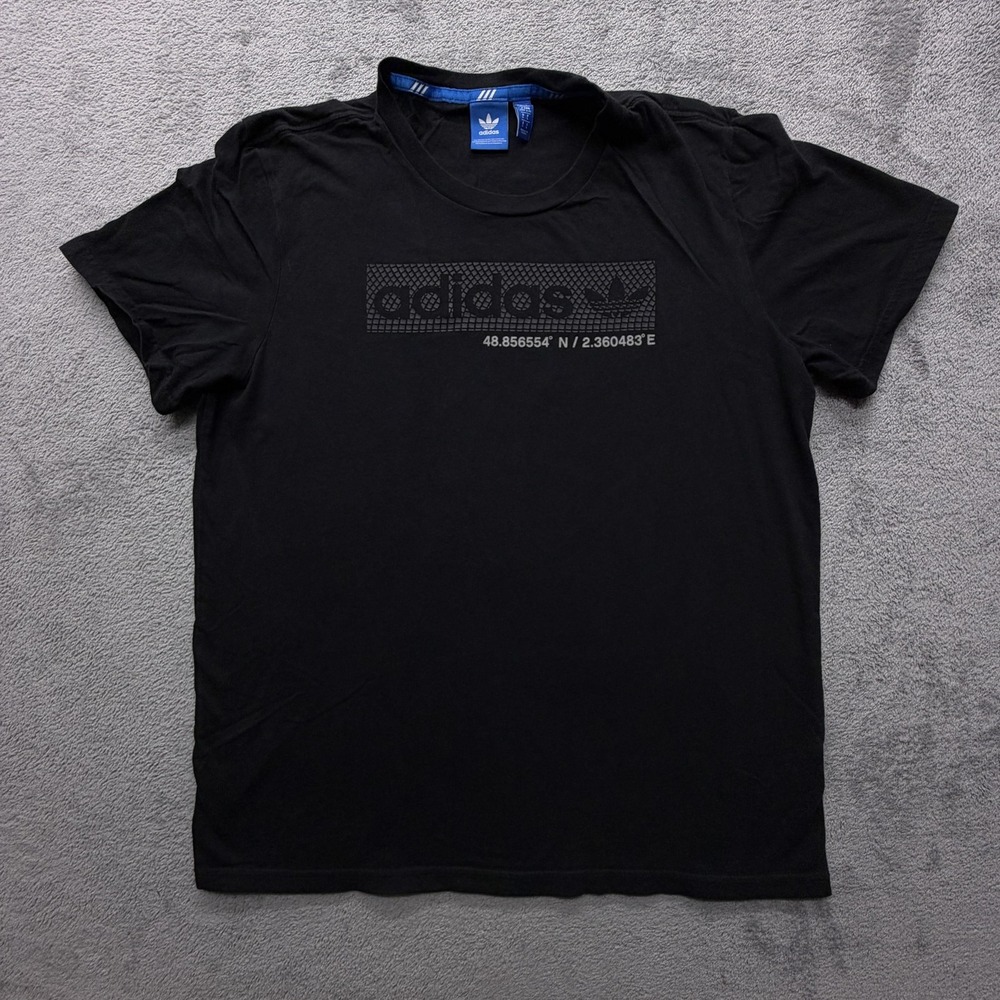 Adidas Shirt Mens Large Black Trefoil Coordinates Graphic Tee Casual Streetwear